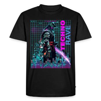 Techno Rave Electro Samourai Tokyo Japon - T-shirt Premium bio Homme - noir - Devant - Nico (187cm)