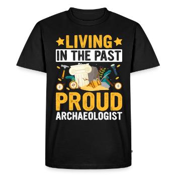 Funny archaeology design for future - Men's Premium Organic T-Shirt - black - Front - Nico (187cm)