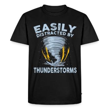 Facilement distrait par les orages - T-shirt Premium bio Homme - noir - Devant - Nico (187cm)