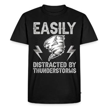Facilement distrait par les orages - T-shirt Premium bio Homme - noir - Devant - Nico (187cm)