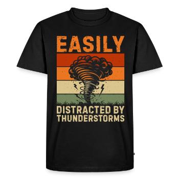 Facilement distrait par les orages - T-shirt Premium bio Homme - noir - Devant - Nico (187cm)