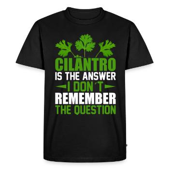 La coriandre est la réponse unique - T-shirt Premium bio Homme - noir - Devant - Nico (187cm)