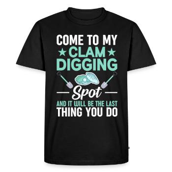 Funny shell digger making shells from shells - Men's Premium Organic T-Shirt - black - Front - Nico (187cm)