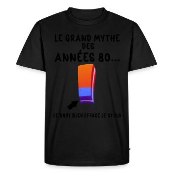Années 80s Gomme Vintage Humour - T-shirt Premium bio Homme - noir - Devant - Nico (187cm)