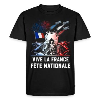 France Fete Nationale Patrouille Pilote - T-shirt Premium bio Homme - noir - Devant - Nico (187cm)