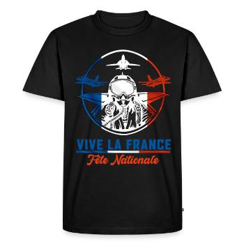 France Fete Nationale Avion Homme - T-shirt Premium bio Homme - noir - Devant - Nico (187cm)