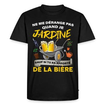Jardin Apéro Bière Soleil jardinage Printemps Ete - T-shirt Premium bio Homme - noir - Devant - Nico (187cm)