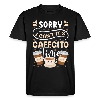 Café espagnol design « cafecito & Concha Lovers » - T-shirt Premium bio Homme - noir - Devant - Nico (187cm)