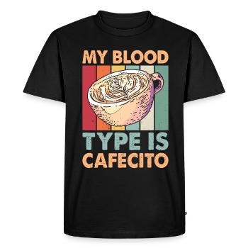 Café espagnol design « cafecito & Concha Lovers » - T-shirt Premium bio Homme - noir - Devant - Nico (187cm)