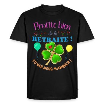 Collègue Femme Homme Départ Retraite - T-shirt Premium bio Homme - noir - Devant - Nico (187cm)
