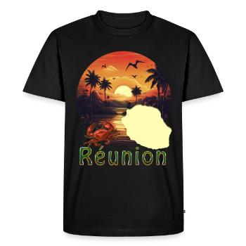 la Réunion soleil couchant Homme Femme Enfant - T-shirt Premium bio Homme - noir - Devant - Nico (187cm)