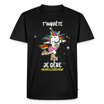 Unicorn Girl Vintage 80s Roller Skate - Men's Premium Organic T-Shirt - black - Front - Nico (187cm)
