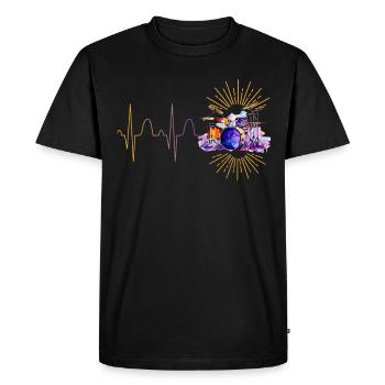 Batterie Batteur Homme Femme Battement De Coeur - T-shirt Premium bio Homme - noir - Devant - Nico (187cm)