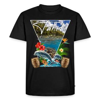 Tahiti Polynésie Française Dauphin - T-shirt Premium bio Homme - noir - Devant - Nico (187cm)
