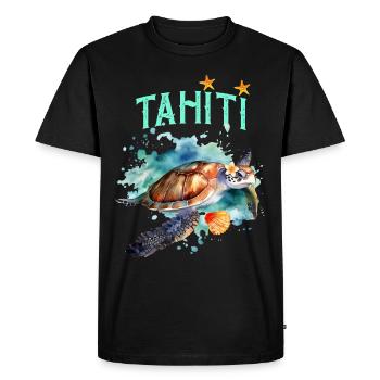 Belle Tortue De Mer Coquillage Tahiti Polynésie - T-shirt Premium bio Homme - noir - Devant - Nico (187cm)