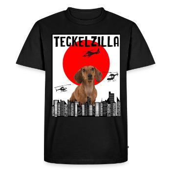 Chien Teckel Féroce Humour Dachshund Film Japon - T-shirt Premium bio Homme - noir - Devant - Nico (187cm)