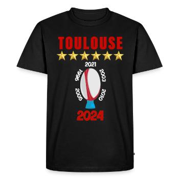 Toulouse Rugby 2024 6 Etoiles Sport Fierté Coupe - T-shirt Premium bio Homme - noir - Devant - Nico (187cm)