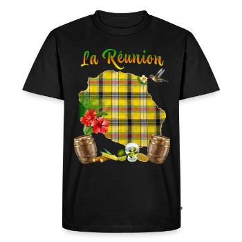 Ile La Réunion Hibiscus Apéro Ti Punch Rhum - T-shirt Premium bio Homme - noir - Devant - Nico (187cm)