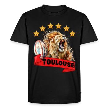 Toulouse Rugby 6 Stars Lion Men Women - Men's Premium Organic T-Shirt - black - Front - Nico (187cm)