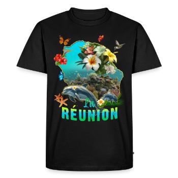 Reunion Dolphin Tropic Butterfly Starfish - Men's Premium Organic T-Shirt - black - Front - Nico (187cm)