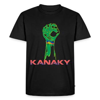 Kanaky New Caledonia Flag Fist Raised - Men's Premium Organic T-Shirt - black - Front - Nico (187cm)