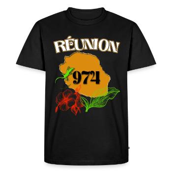 Ile De La Réunion Belle Fleurs Hibiscus Merveille - T-shirt Premium bio Homme - noir - Devant - Nico (187cm)