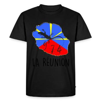 Familienflagge Reunion Island Kleines Reptil - Männer Premium Bio T-Shirt - Schwarz - Vorne - Nico (187cm)