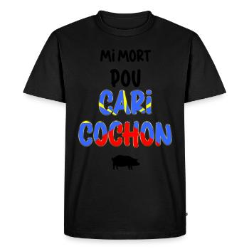 Drapeau Ile La Reunion Cuisine Creole Cari Cochon - T-shirt Premium bio Homme - noir - Devant - Nico (187cm)