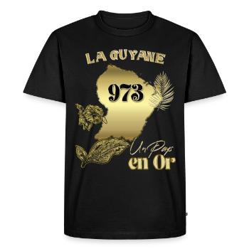 Gorgeous French Guiana 973 Countries In Gold Creole - Men's Premium Organic T-Shirt - black - Front - Nico (187cm)