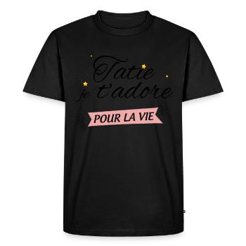 Tatie Je T'Adore Pour la Vie Femme Tante D'Amour - T-shirt Premium bio Homme - noir - Devant - Nico (187cm)