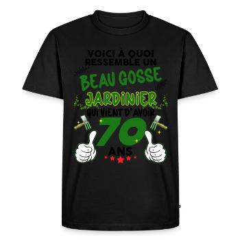Homme Jardinier 70 Ans Beau Gosse Papa Retraite - T-shirt Premium bio Homme - noir - Devant - Nico (187cm)