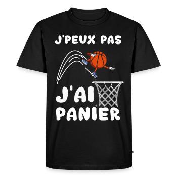 Je Peux Pas J'ai Panier Humour Basket Homme Femme - T-shirt Premium bio Homme - noir - Devant - Nico (187cm)