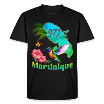 Martinique 972 Colibri Hibiscus Cocotiernt - T-shirt Premium bio Homme - noir - Devant - Nico (187cm)