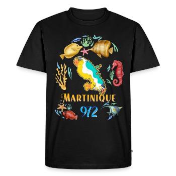 Martinique 972 Dauphin et Colibri Et Hibiscus - T-shirt Premium bio Homme - noir - Devant - Nico (187cm)