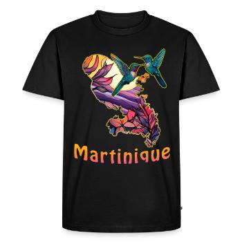 Martinique Fleurs et Colibri Caraïbe Créole - T-shirt Premium bio Homme - noir - Devant - Nico (187cm)