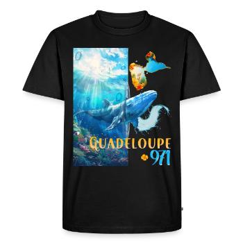 Tropical Guadeloupe Blue Whale Seabed - Men's Premium Organic T-Shirt - black - Front - Nico (187cm)