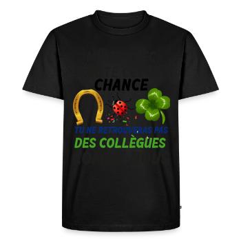 Collègue Homme Femme Départ Retraite Fer à Cheval - T-shirt Premium bio Homme - noir - Devant - Nico (187cm)