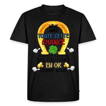 Collègue De Travail Humour Départ Retraite - T-shirt Premium bio Homme - noir - Devant - Nico (187cm)