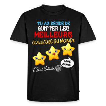 Colleague Man or Woman Departure Stars and Smile - Men's Premium Organic T-Shirt - black - Front - Nico (187cm)