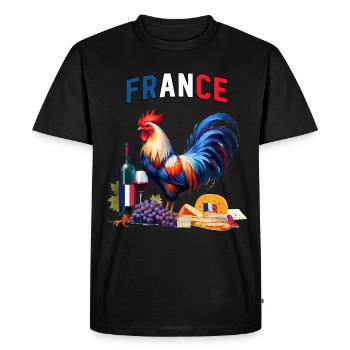 Drapeau France Tricolore Coq Terroir Vin - T-shirt Premium bio Homme - noir - Devant - Nico (187cm)