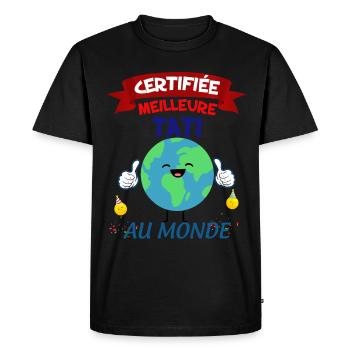 Tata Certifiée Meilleure Tati Au Monde - T-shirt Premium bio Homme - noir - Devant - Nico (187cm)