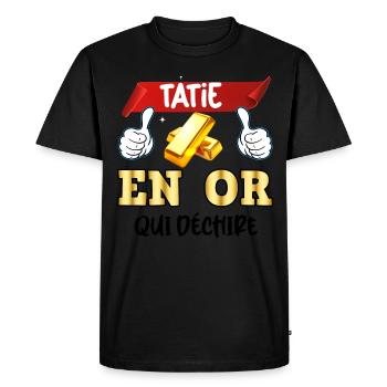 Ma Tatie En Or Qui Déchire Femme Tata Tante - T-shirt Premium bio Homme - noir - Devant - Nico (187cm)