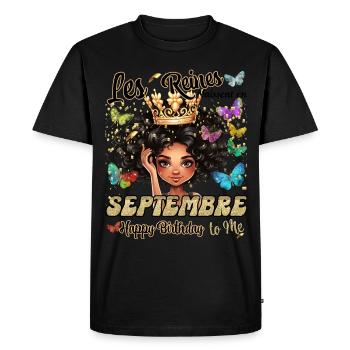 Birthday September Queen Woman Girl Glitter - Men's Premium Organic T-Shirt - black - Front - Nico (187cm)