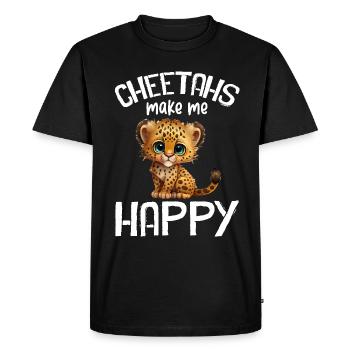 Portrait Léopard Animal - T-shirt Premium bio Homme - noir - Devant - Nico (187cm)