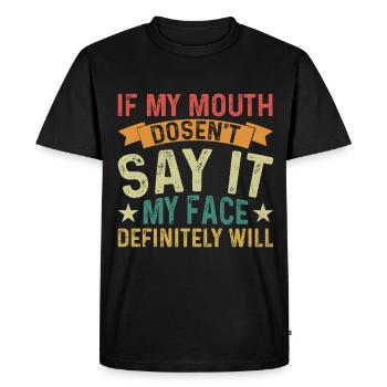 Présenter - T-shirt Premium bio Homme - noir - Devant - Nico (187cm)