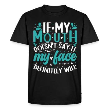 Présenter - T-shirt Premium bio Homme - noir - Devant - Nico (187cm)
