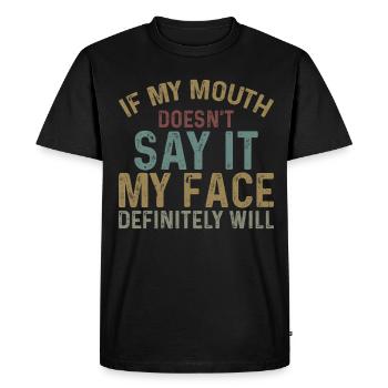 Présenter - T-shirt Premium bio Homme - noir - Devant - Nico (187cm)