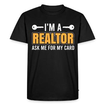Agents immobiliers Agents immobiliers - T-shirt Premium bio Homme - noir - Devant - Nico (187cm)
