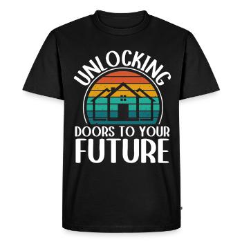 Agents immobiliers Agents immobiliers - T-shirt Premium bio Homme - noir - Devant - Nico (187cm)