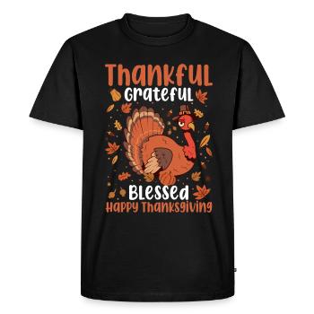 Trruthahn Thanksgiving Funny Design - Men's Premium Organic T-Shirt - black - Front - Nico (187cm)